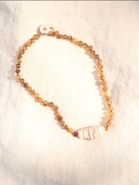 Puka Perri Yellow Jade Puka Shell Necklace